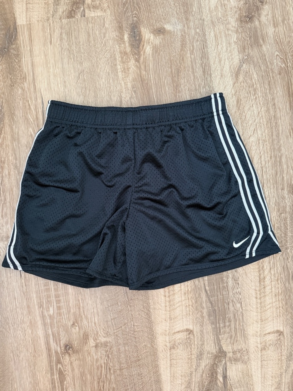 Nike Kids Black Mesh Sports Shorts with Grey Side Stripes